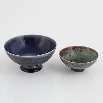 Sven Wejsfelt, a set of three stoneware bowls and a vase, Gustavsbergs studio.