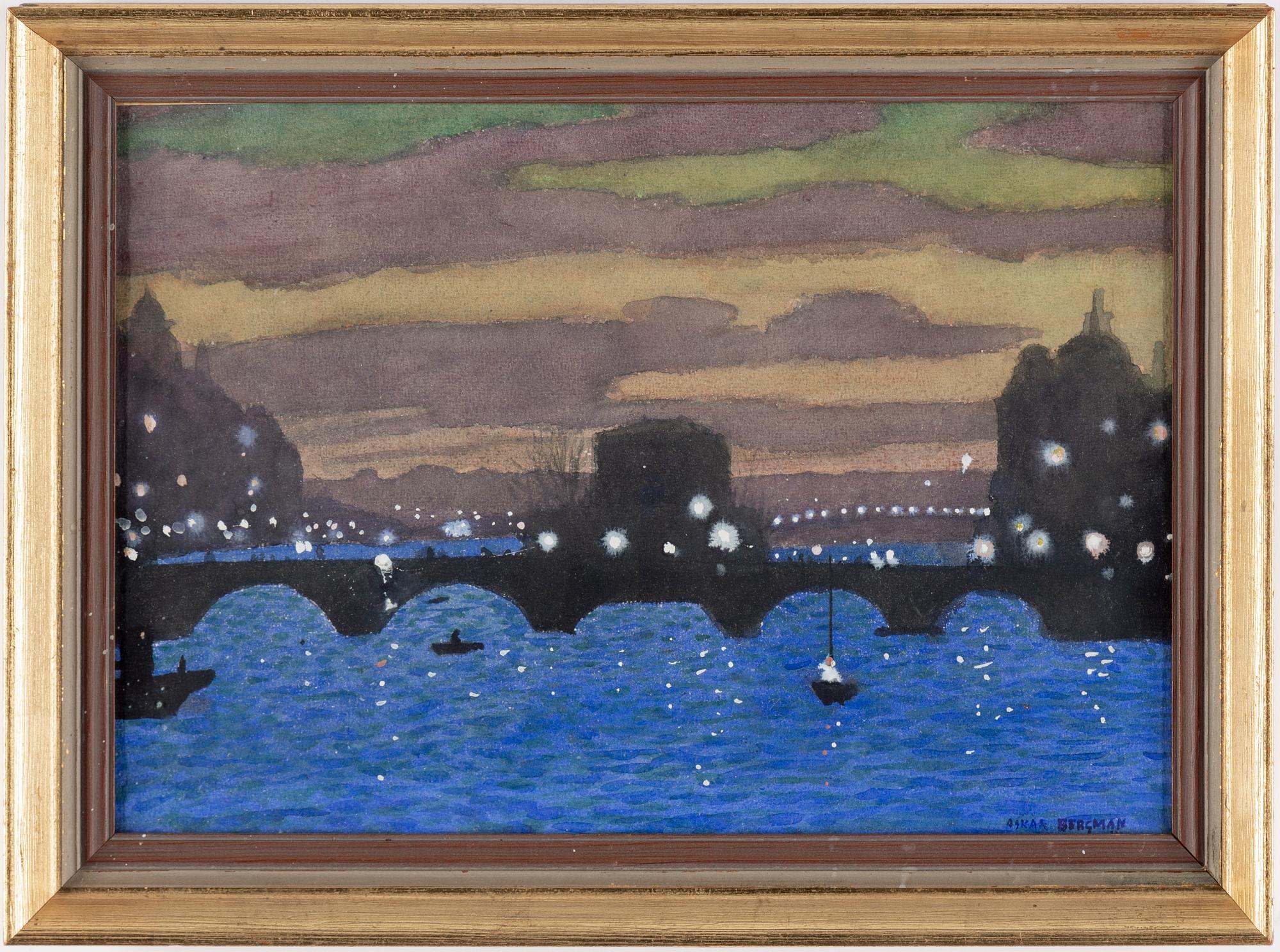 OSKAR BERGMAN, watercolour, signed.