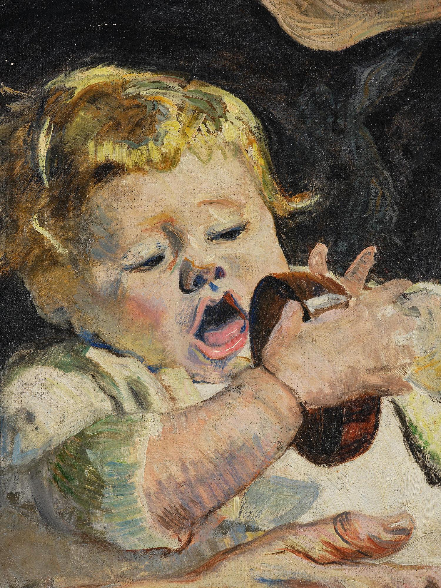 Jens Ferdinand Willumsen, In mother's lap.