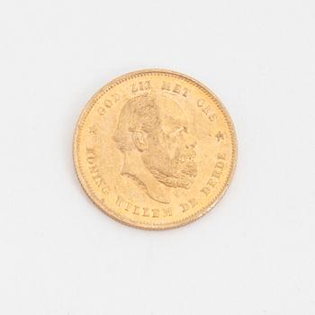 A Dutch goldcoin, 10 Gulden, 1877.