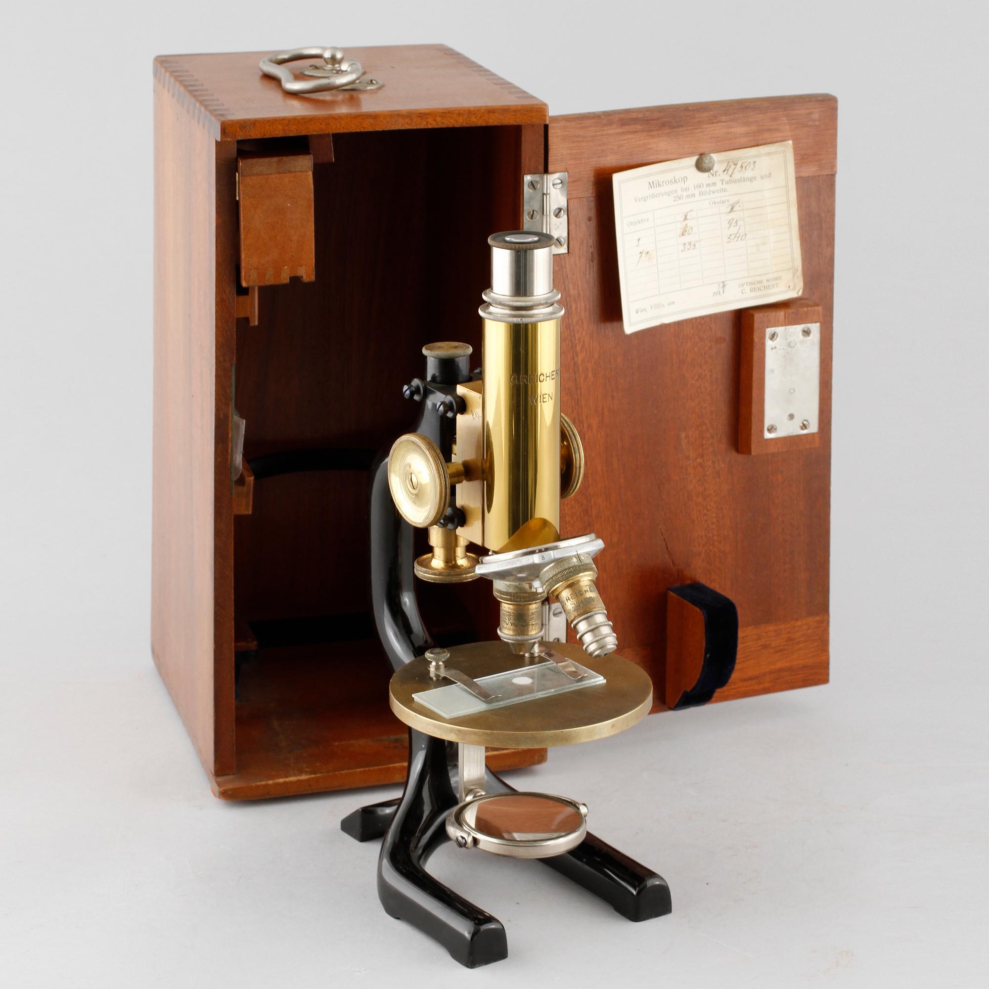 A microscope by C Reichert in Wien, early 20th century.