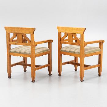 A pair of late empire birch chairs, mid 19th century.