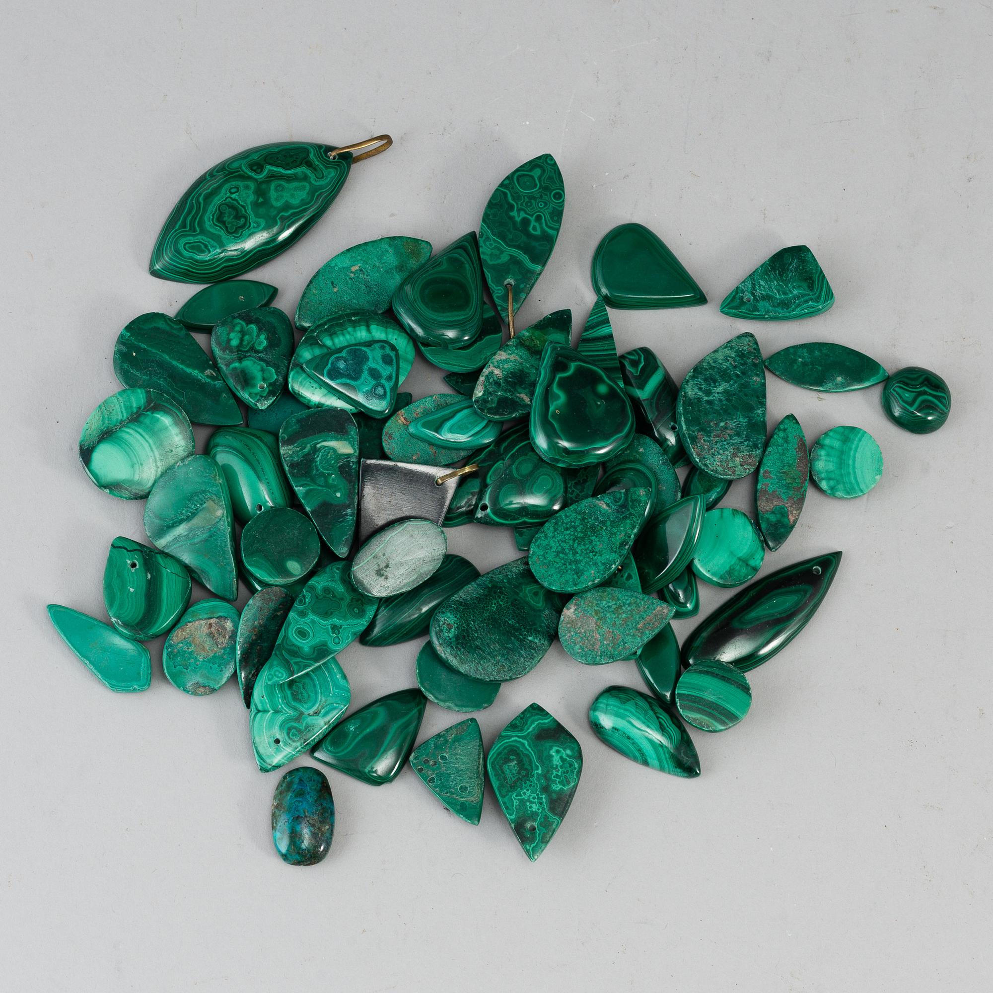 Ca 64 malachite pendants.