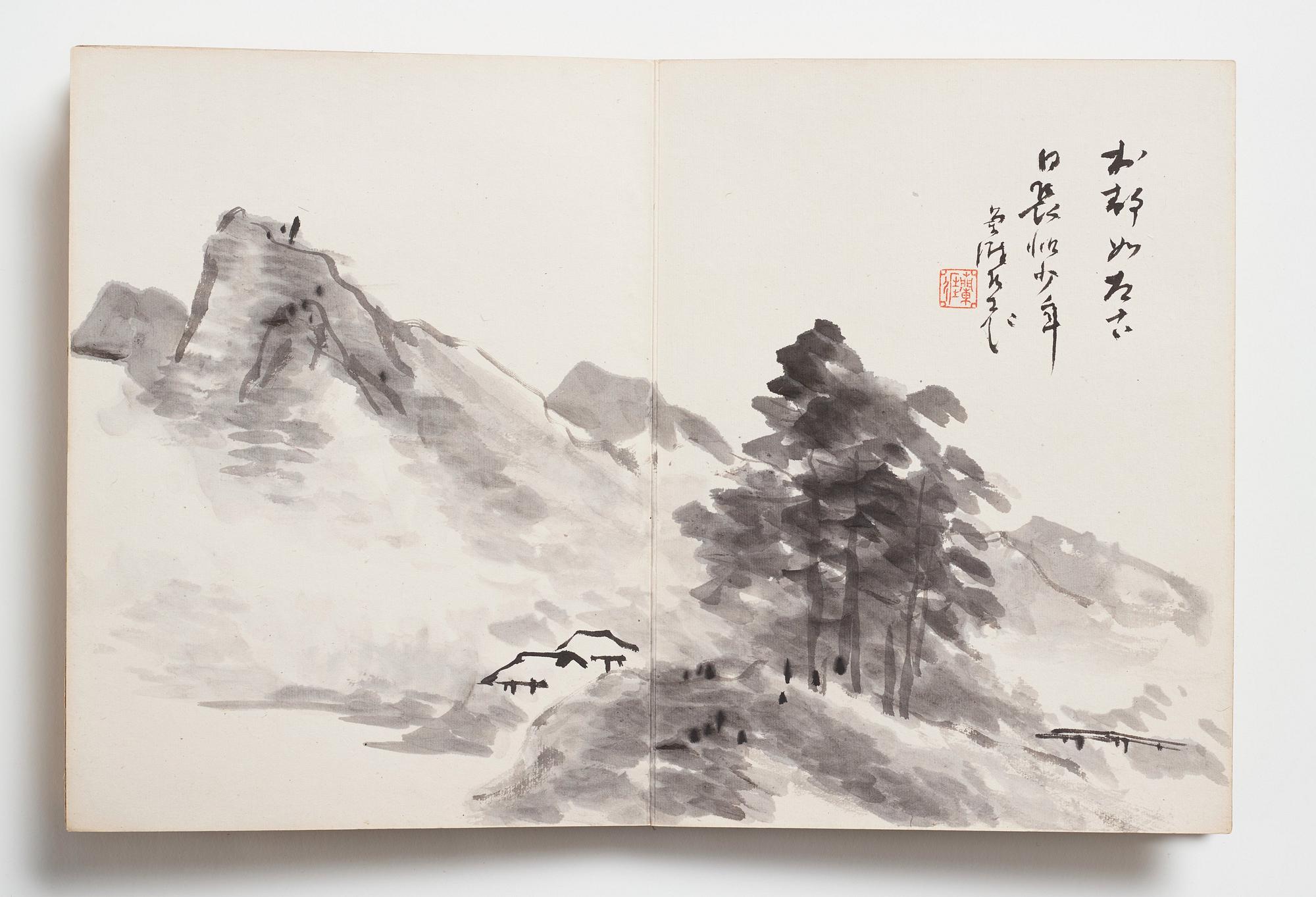 A Japanese album with watercolours by different artists, late Meiji period (1868-1912) early Taisho.