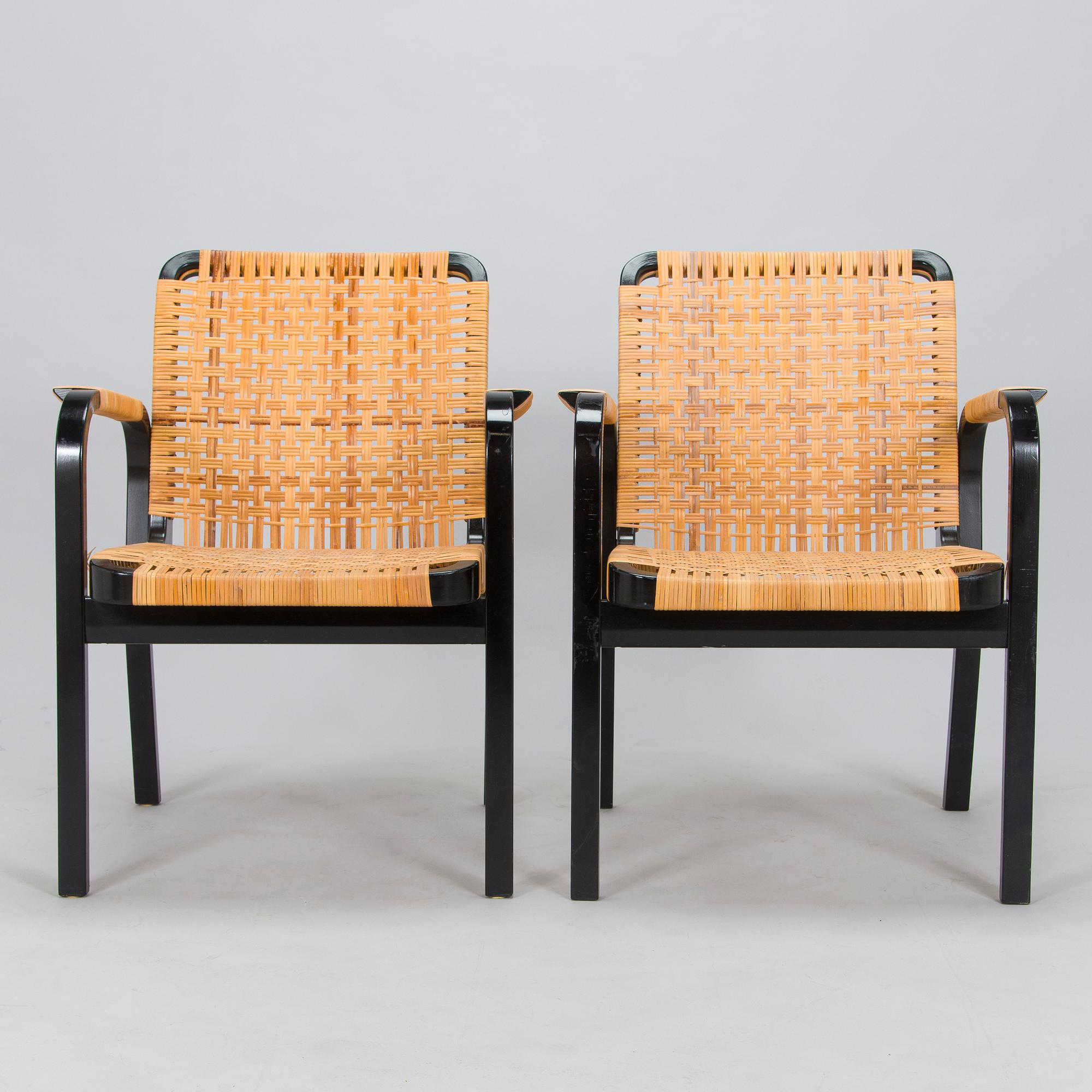 Alvar Aalto, nojatuoleja, 4 kpl, malli 45, Artek 1970-luku.