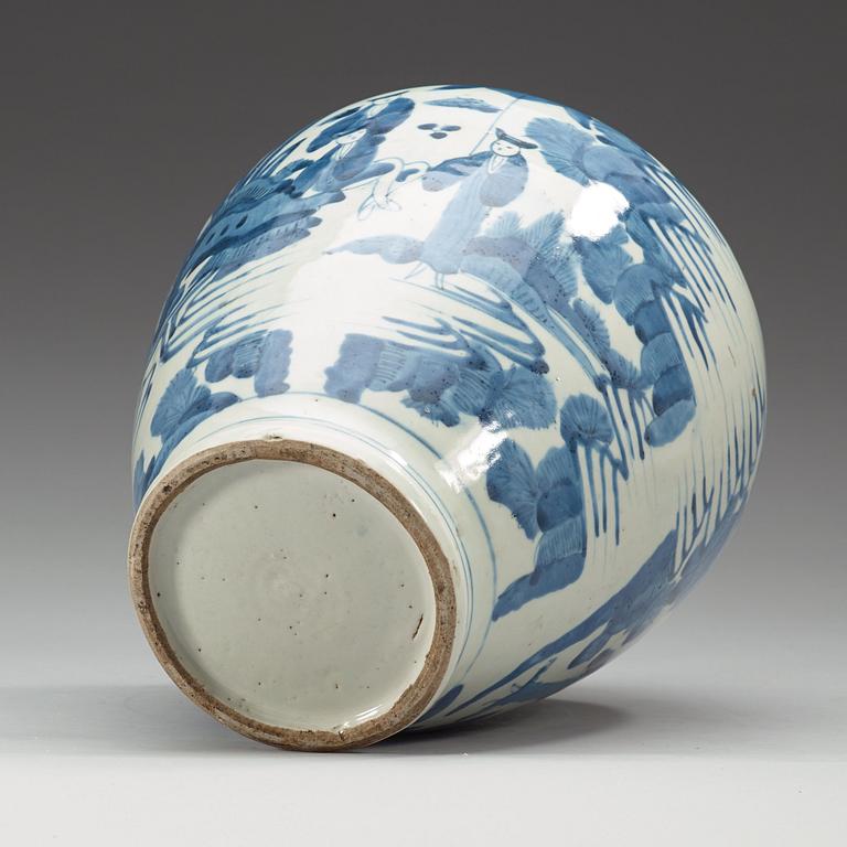 A blue and white Japanese vase, 17th Century.