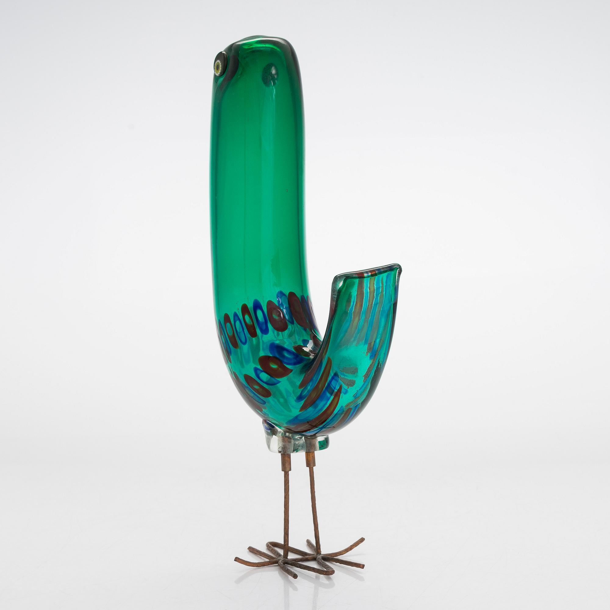 Alessandro Pianon, glasskulptur, "Pulcino", Vistosi, Murano, Italien, 1960-tal.