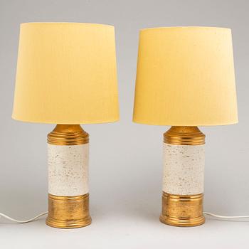 A pair of Bitossi stoneware table lamps, Bergboms, second half of the 20th century.