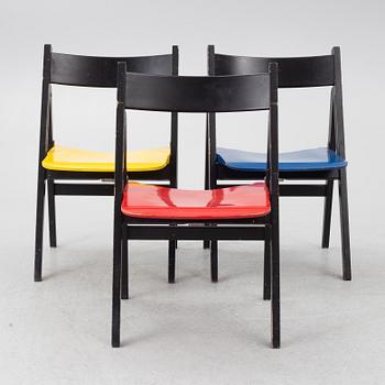 Hans J. Wegner, chairs, 3 pcs, "Politiken", Getama, Denmark.