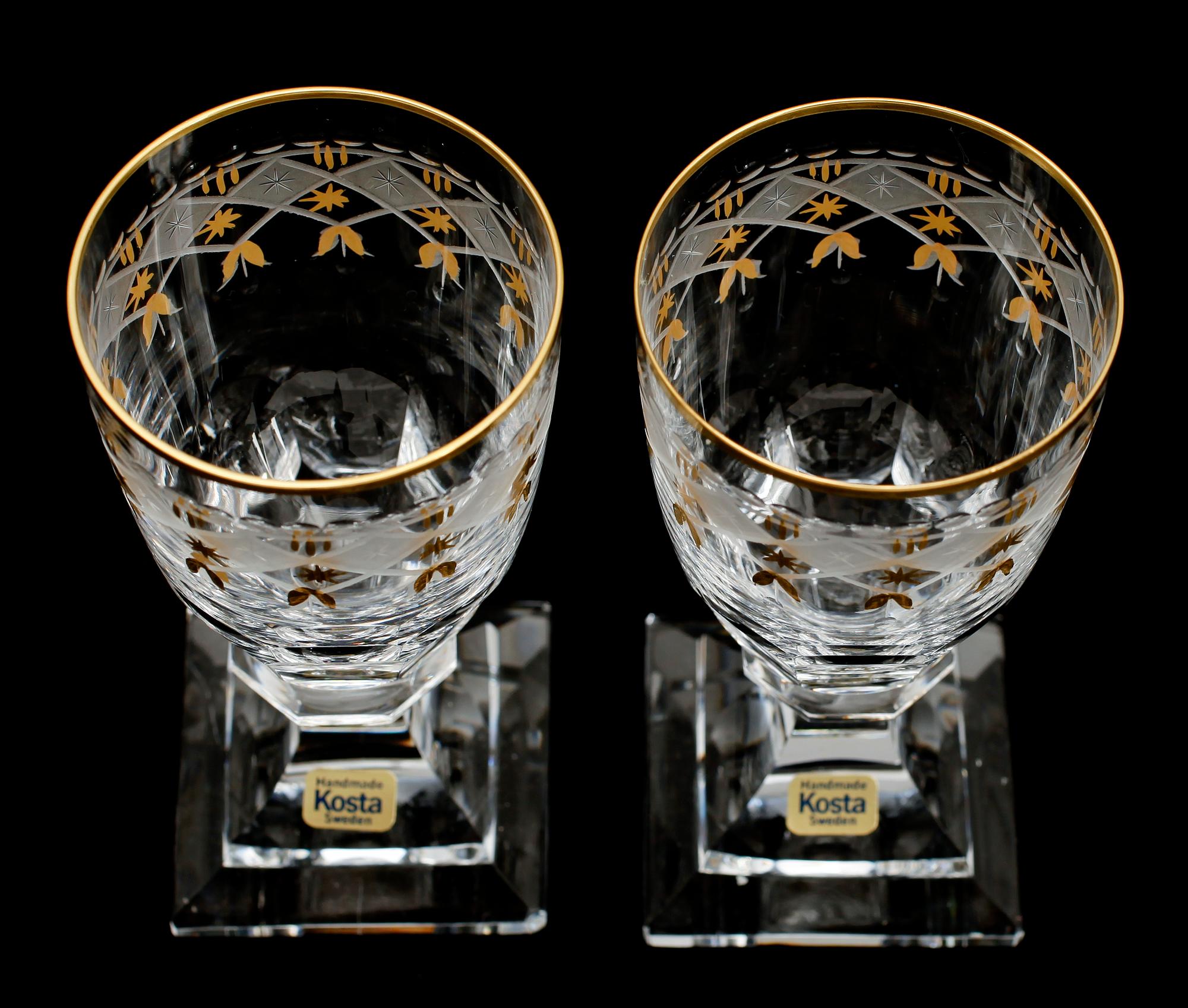 LIKÖRGLAS, 8 st, glas, "Kosta junior", Kosta, 1900-talets andra hälft.