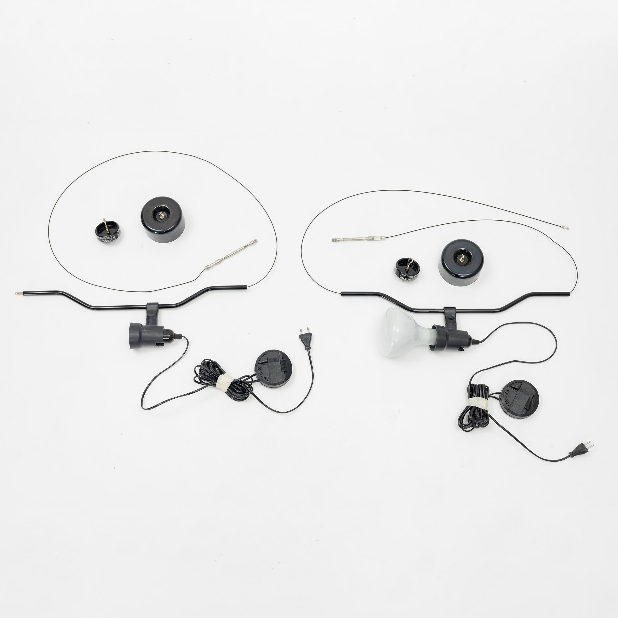 Achille Castiglioni & Pio Manzu, floor lamps/ceiling lamps, a pair, "Parentesi", Flos, Italy.