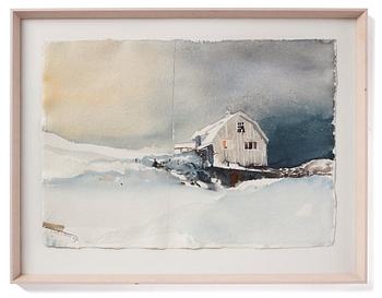 Lars Lerin, Winter landscape with house.