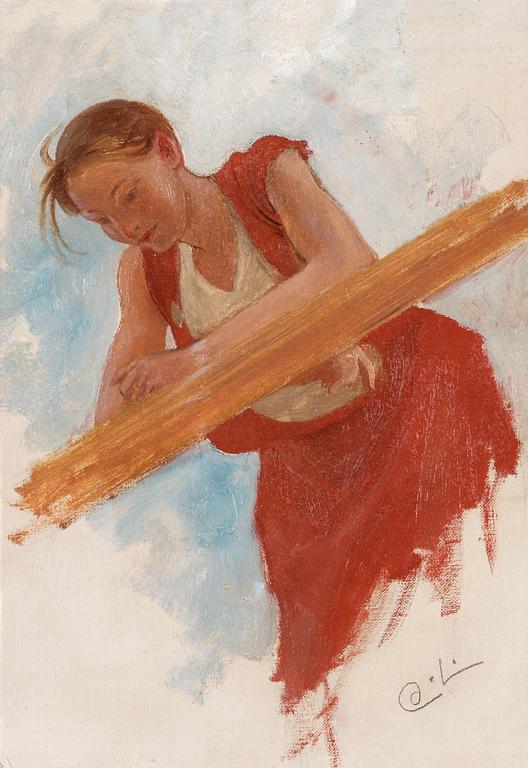 Carl Larsson, "Flicka vid räck" (Girl by rail).