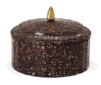 692. A Swedish Empire 19th Century porphyry butter box.