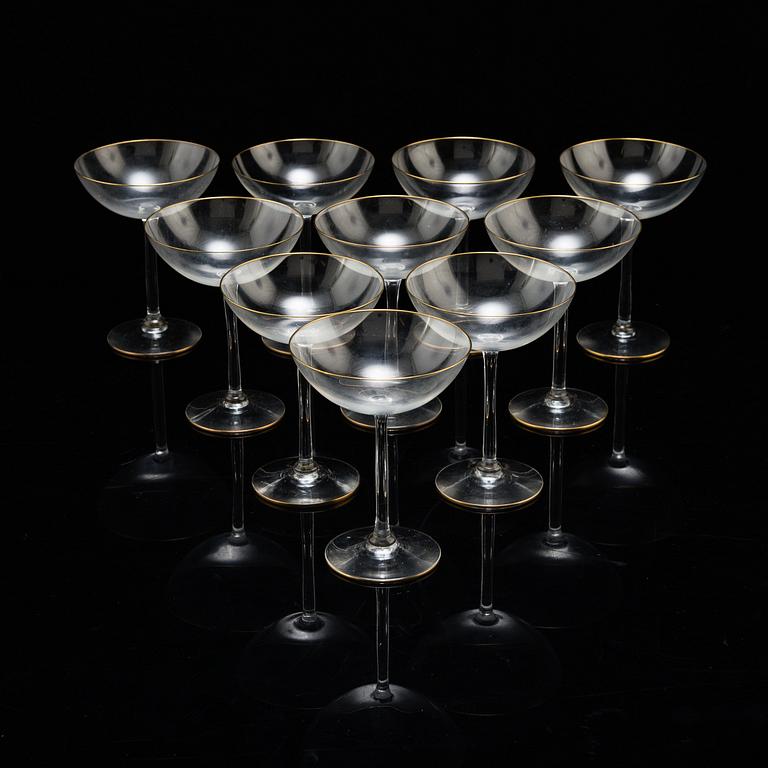10 champagne glas.