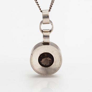 Elis Kauppi, A silver and smoky quartz necklace. Kupittaan kulta, Turku 1965.