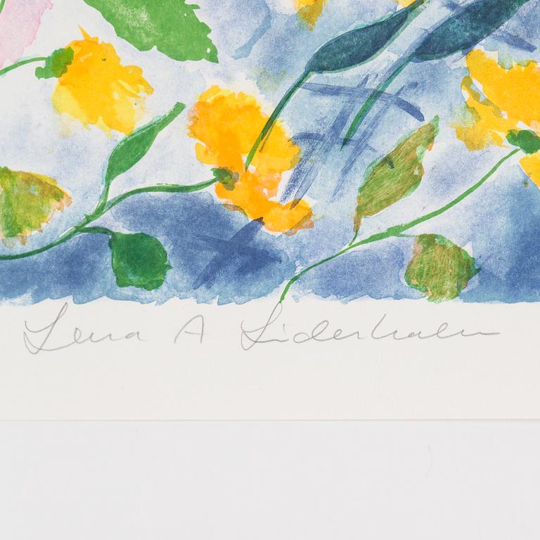 LENA LINDERHOLM, färglitografier, 2 st ur mappen "Livets Fröjder", signerade Lena A Linderholm och numrerade HC XXIV/XXV.