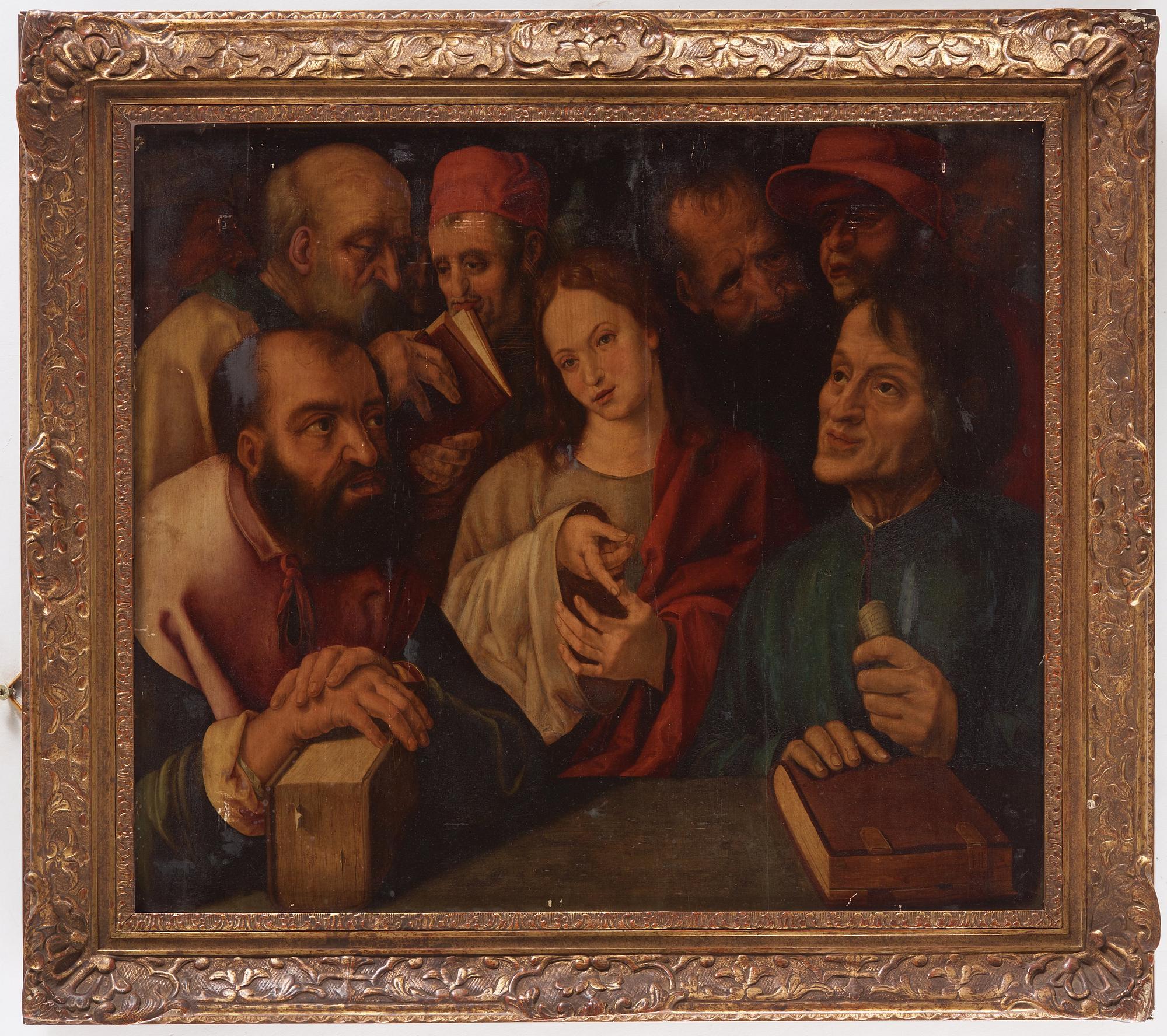 Flemish artist 16/17th Century. Christ Preaching in the Temple.
