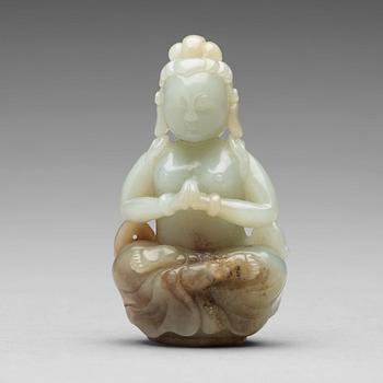 A Chinese nephrite figure of a buddhisattva, 20th century.