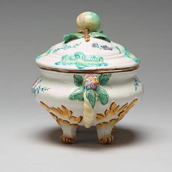 A rare Reval faiance tureen with cover and stand, 18th Century.