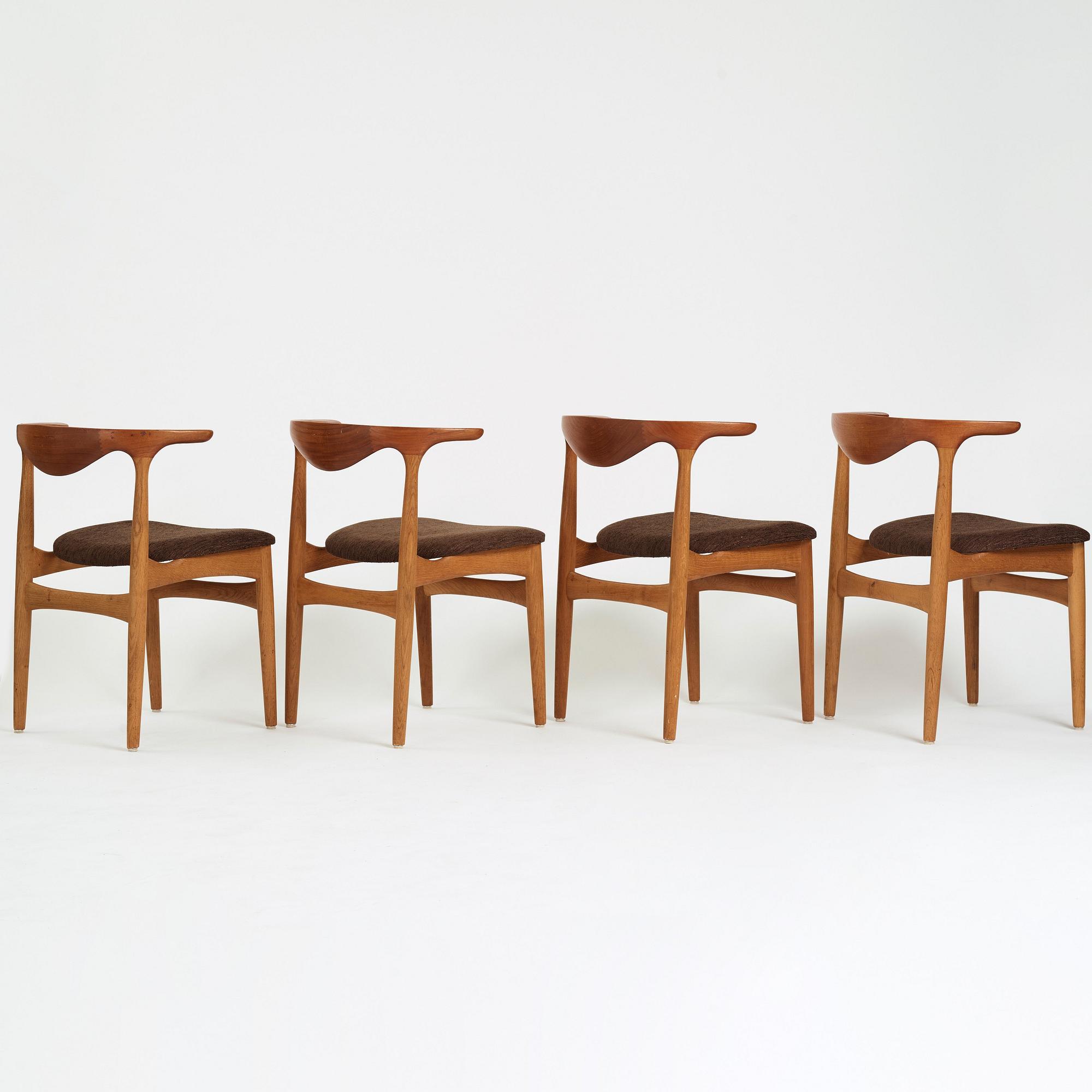 Knud Faerch, a set of four dinner chairs, Slagelse Møbelvaerk, Denmark 1960's, model 251.