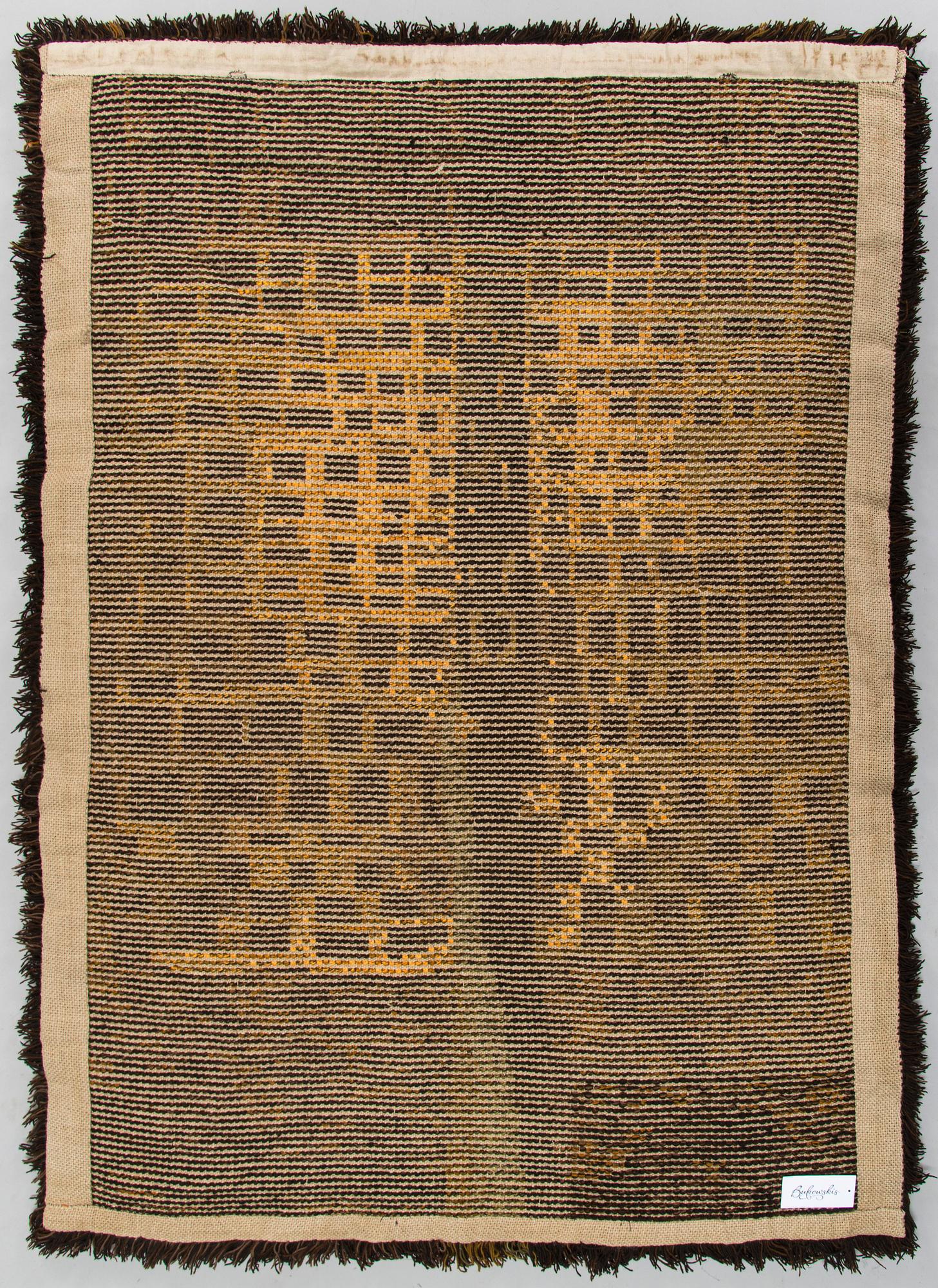 Leena-Kaisa Halme, rya, modell för Neovius. Ca 160 x 115 cm.