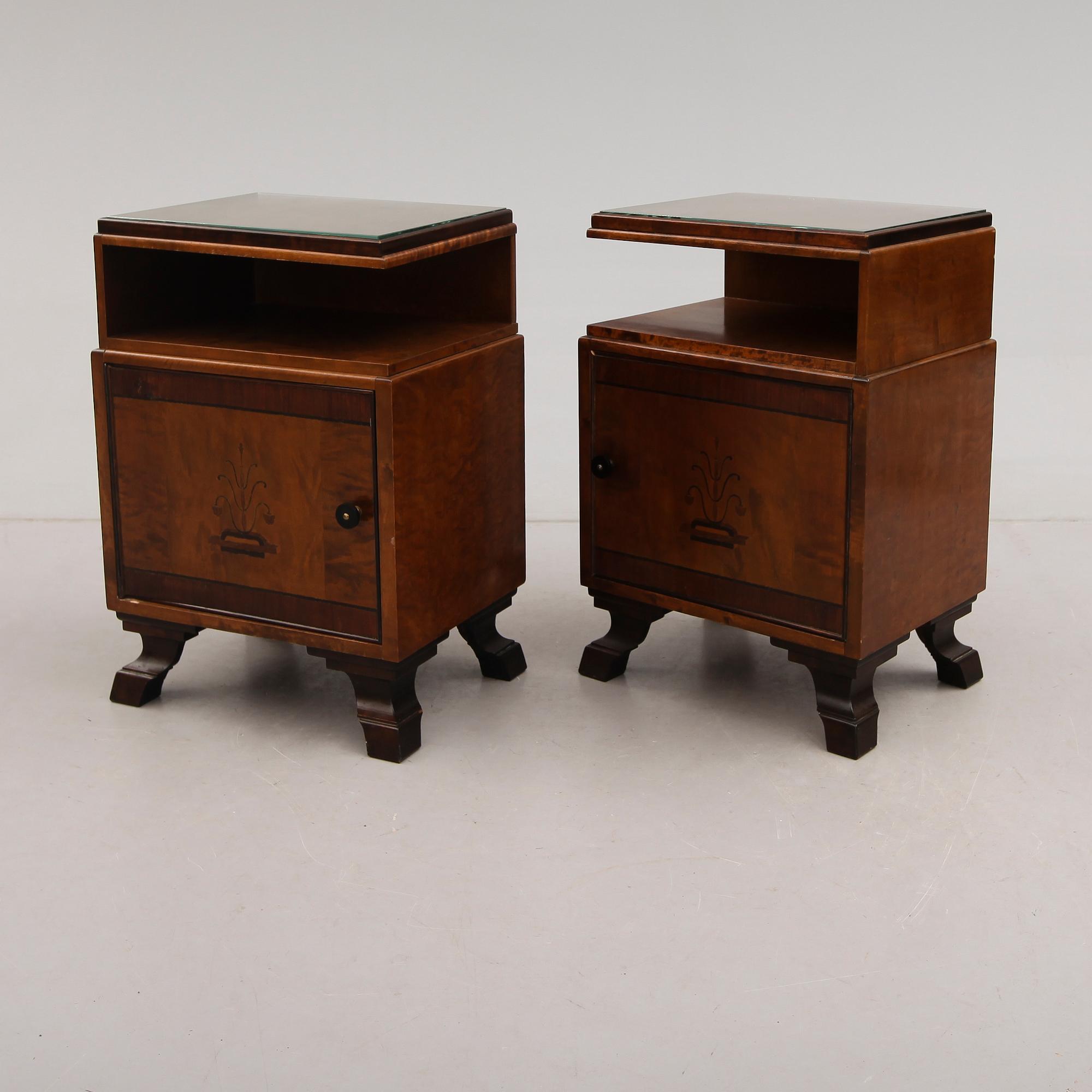 SÄNGBORD, 1 par, art déco, 1900-talets första hälft.