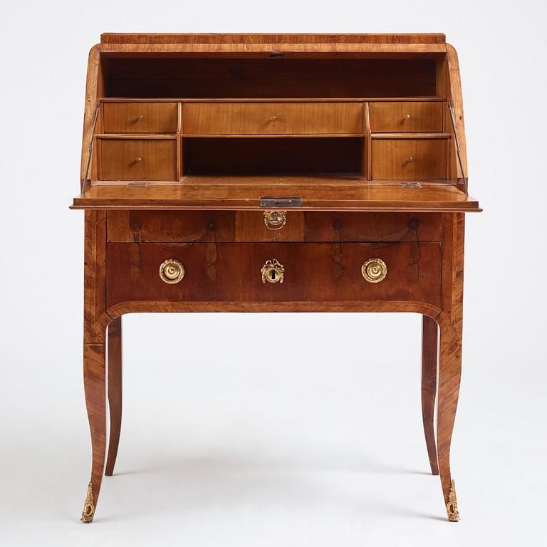 A Gustavian secretaire attributed to  J Hultsten (master in Stockholm 1773-1794), late 18th century .