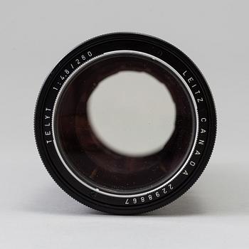 A black Leica Telyt 1:4,8/280 lens no 2298867, Leitz Canada.