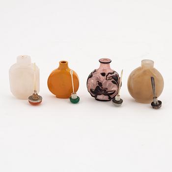 A group of four Chinese snuffbottles, 20th century.