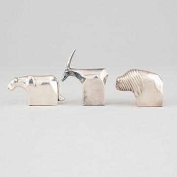 Gunnar Cyrén, figuriner, 3 st, silverpläterad zink, Dansk Designs, Japan.