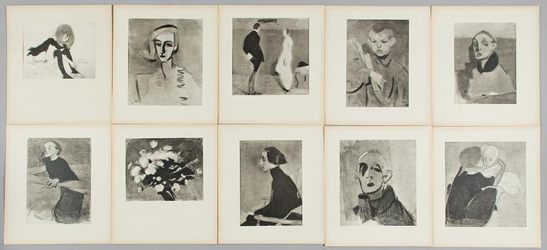 Helene Schjerfbeck, Kansio, jossa 42 reproduktiota, numeroimaton, Nordisk Rotogravyr, Stockholm, 1945.