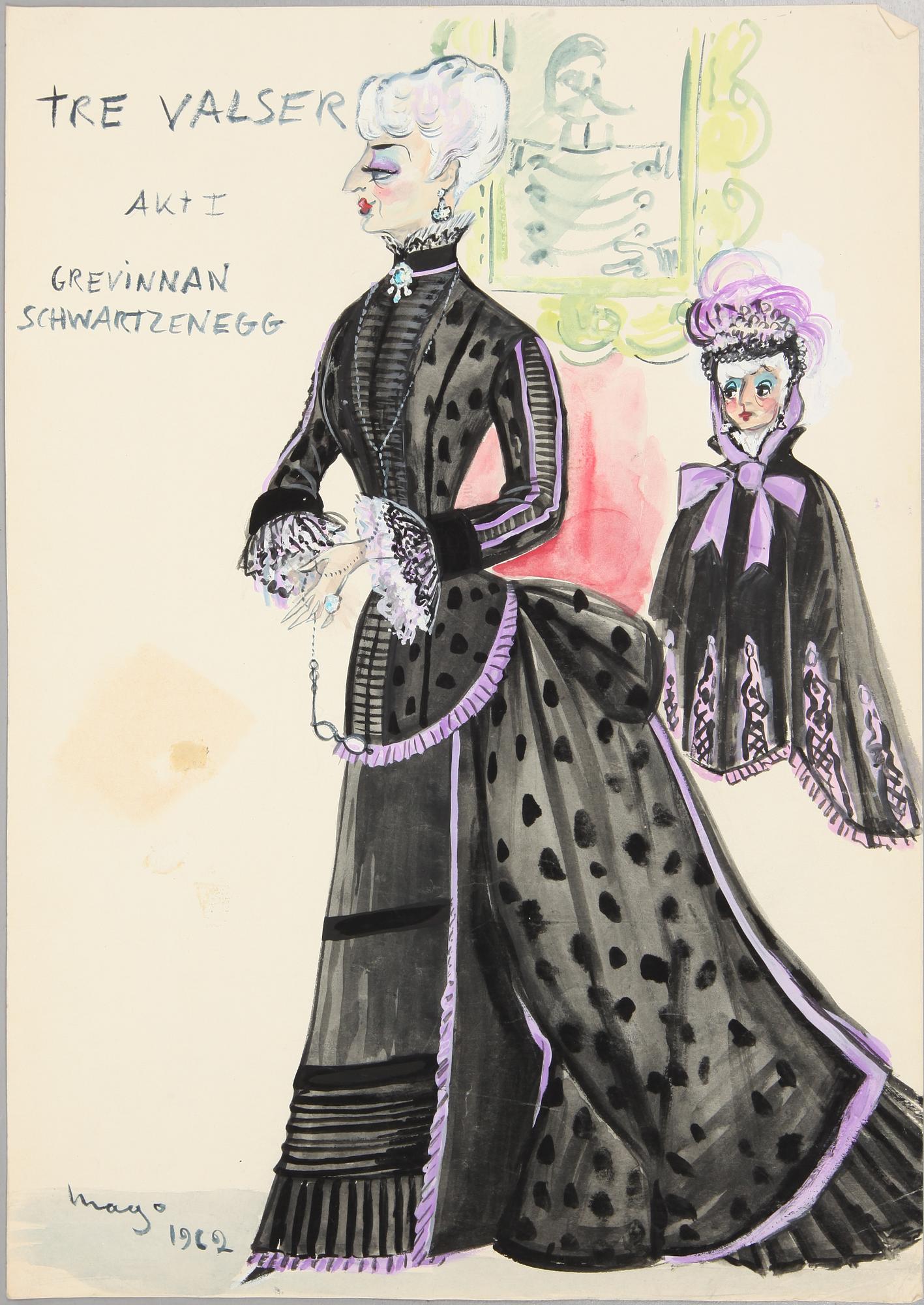 MAX GOLDSTEIN (MAGO), 12 st, kostymteckningar, signerade och daterade 1962.