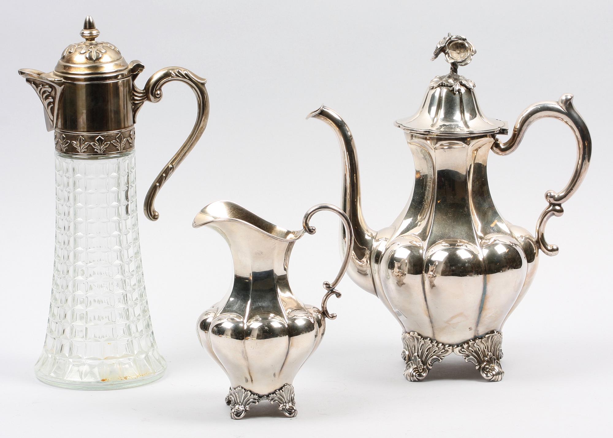 PARTI NYSILVER, 3 delar, sent 1800-tal till tidigt 1900-tal.