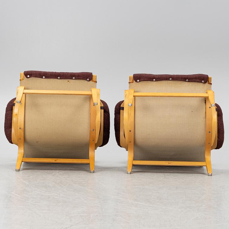 Bruno Mathsson, Armchairs, a pair, "Pernilla", Dux, late 20th century.