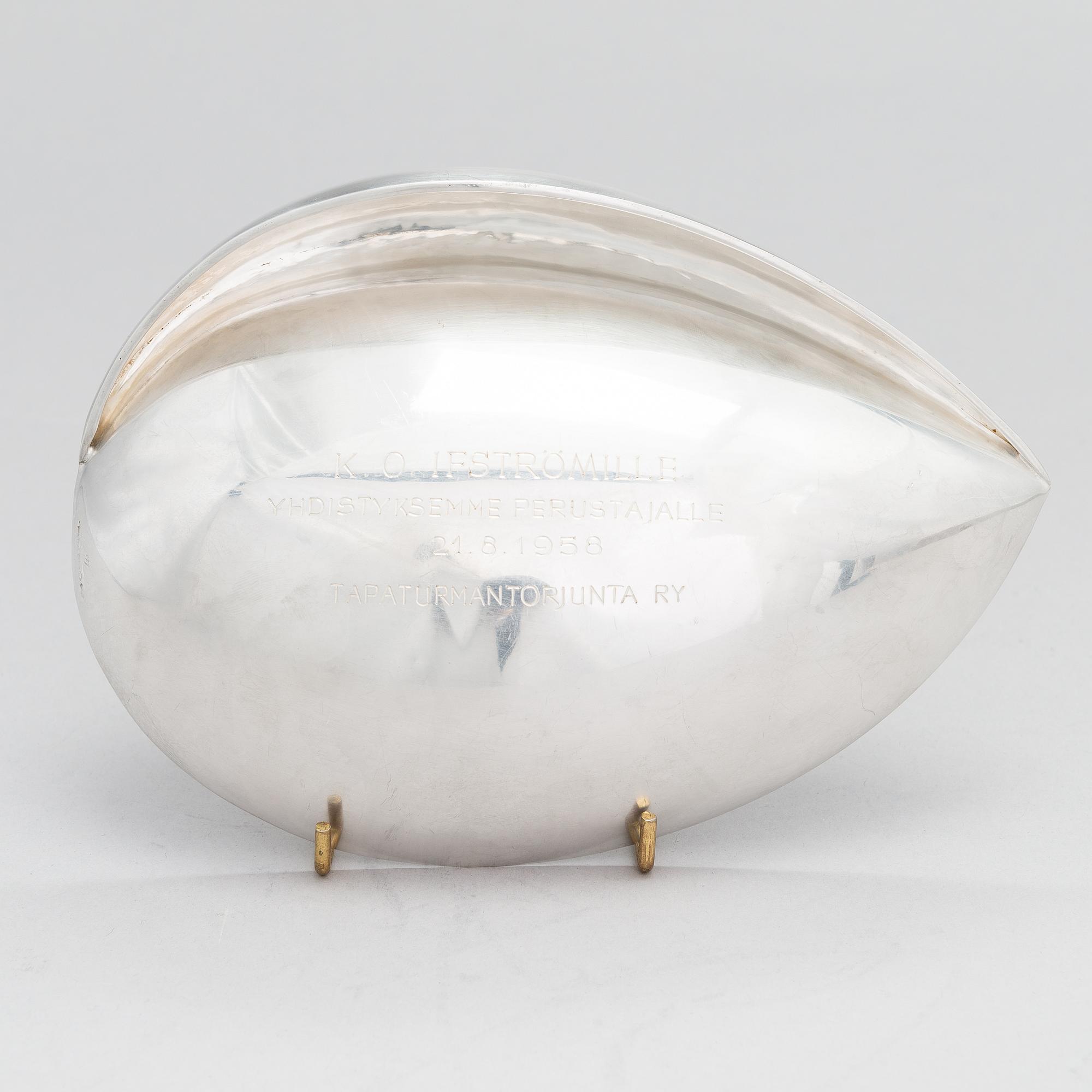 Tapio Wirkkala, skål, silver (916), Kultakeskus, Tavastehus 1958.