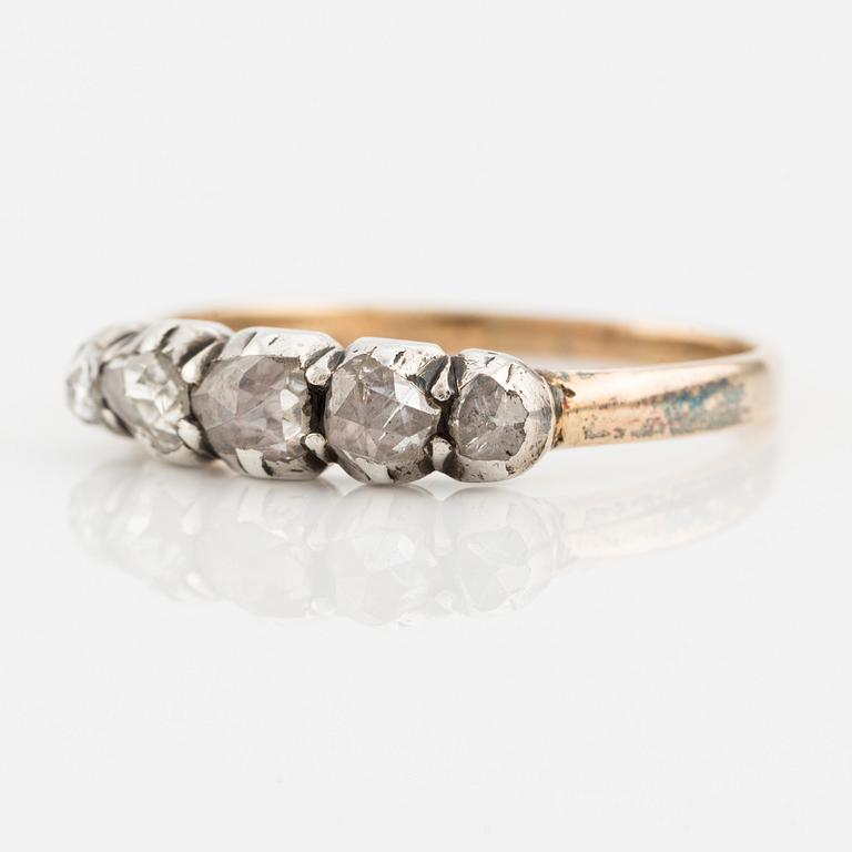 Ring, 18K gold and silver with rose-cut diamonds.