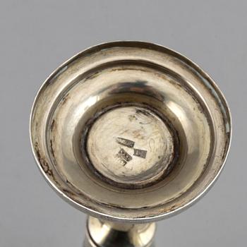 A Russian silver gilt and niello champagne flute, unidentified makers mark, Moscow 1843.