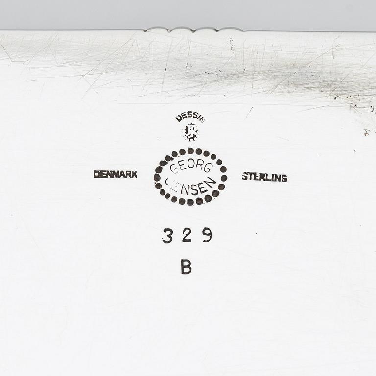 Johan Rohde, a sterling silver cigar box with wood interior, Georg Jensen, Copenhagen 1925-1932, design no. 329B.