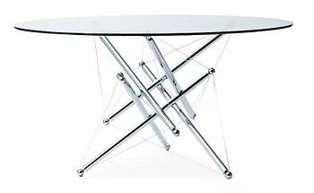 101. A Theodore Waddell '714' chromed steel and glass dining table, Cassina, Italy.