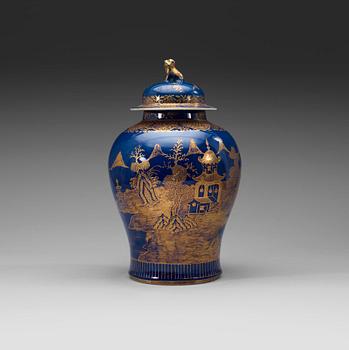 70. A large powder blue jar with cover, Qing dynasty, Qianlong (1736-95).