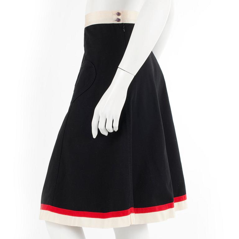 SONIA RYKILE, a black, red and white cottonblend skirt. French size 44.
