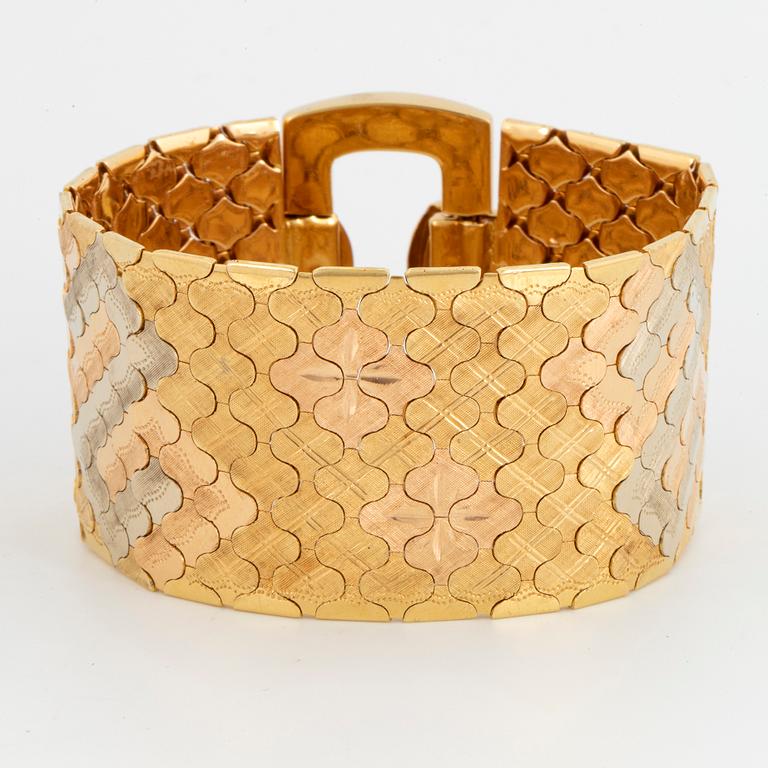 18K three coloured gold bracelet, Italy.