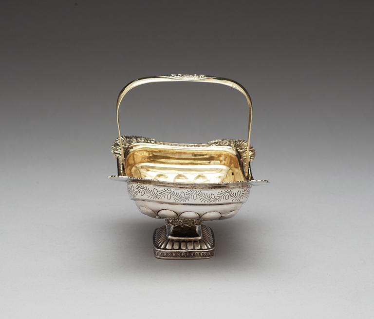 A Russian 19th century parecl-gilt basket, unidentified makers mark, Moscow 1833.