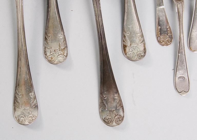 PARTI SILVER, 14 delar. Bla 1800-tal.