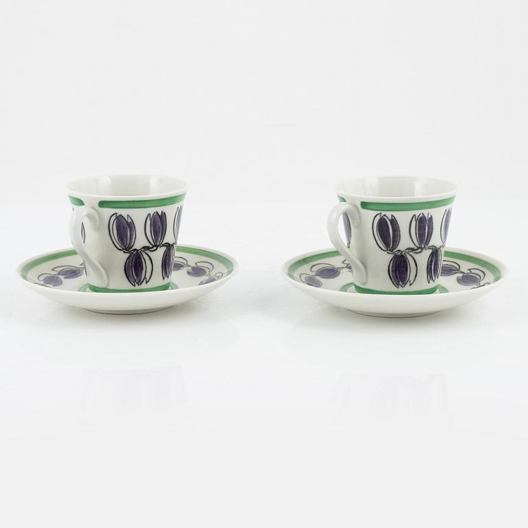 Kaffekoppar med fat, 2st, porslin, "Delila", Upsala Ekeby Gefle.