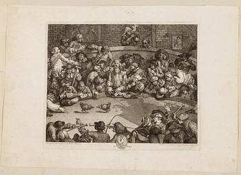 WILLIAM HOGARTH, three copper etchings, "The Cockpit", 1759 and plate 5 and 6 from "Industry and Idleness", 1747.