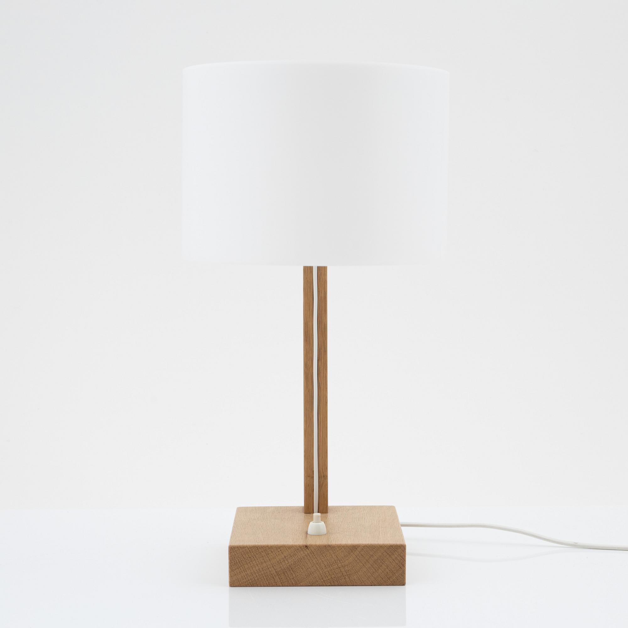 An oak and acrylic table light, Luxus, Vittsjö.