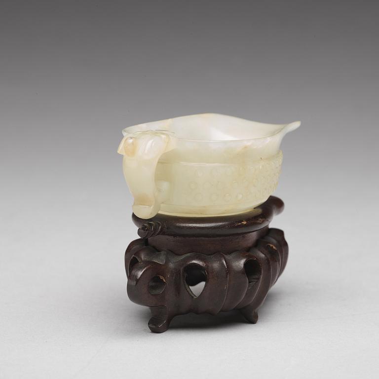 A carved nephrite ewer, China, presumably late Qing dynasty.