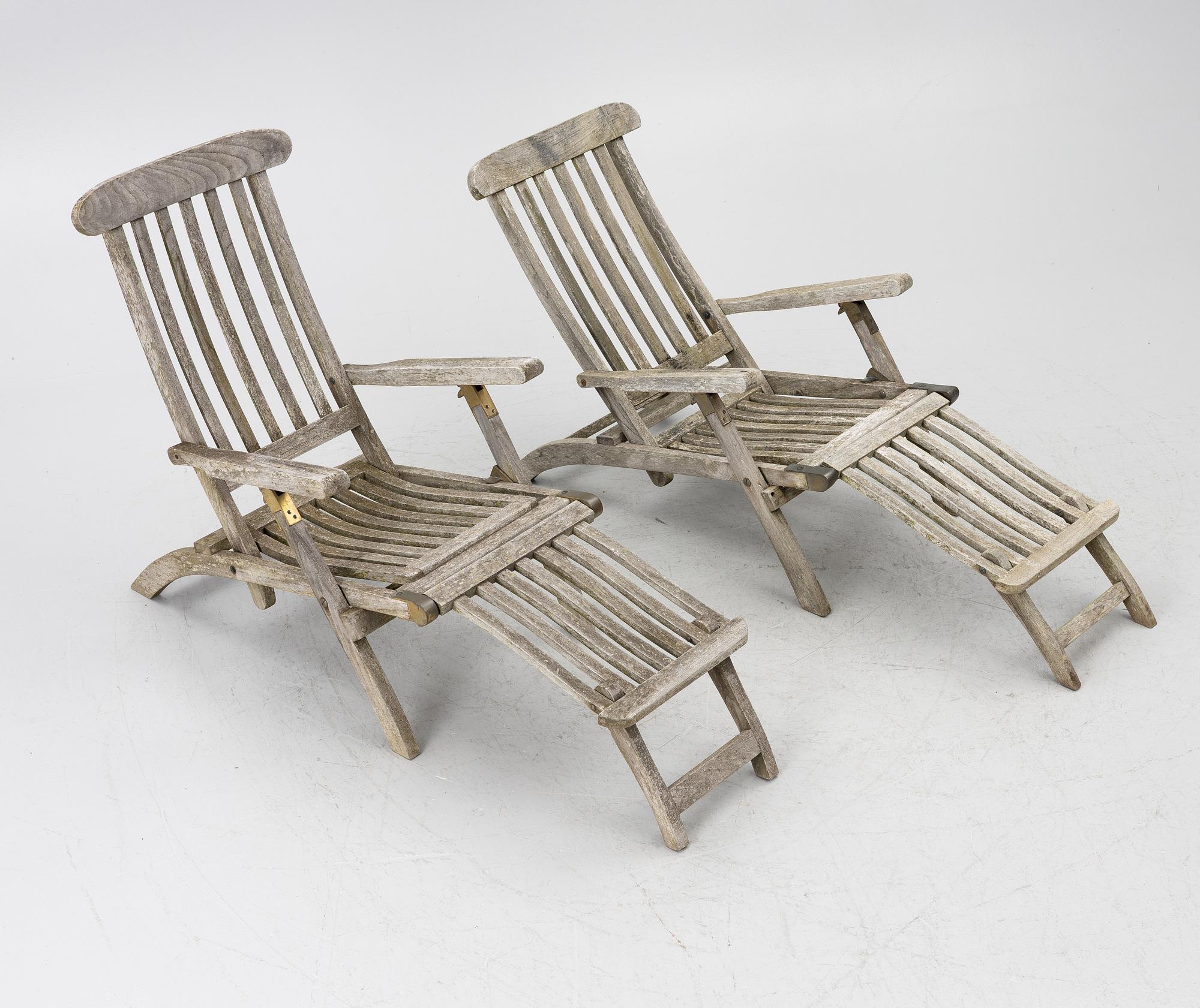 Deck chairs, a pair, circa 2000.